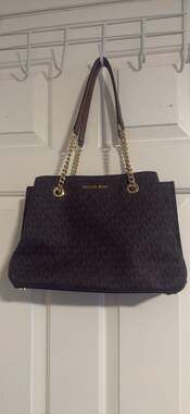 Michael Kors Teagan Large Signature Logo Shoulder Bag Brown
